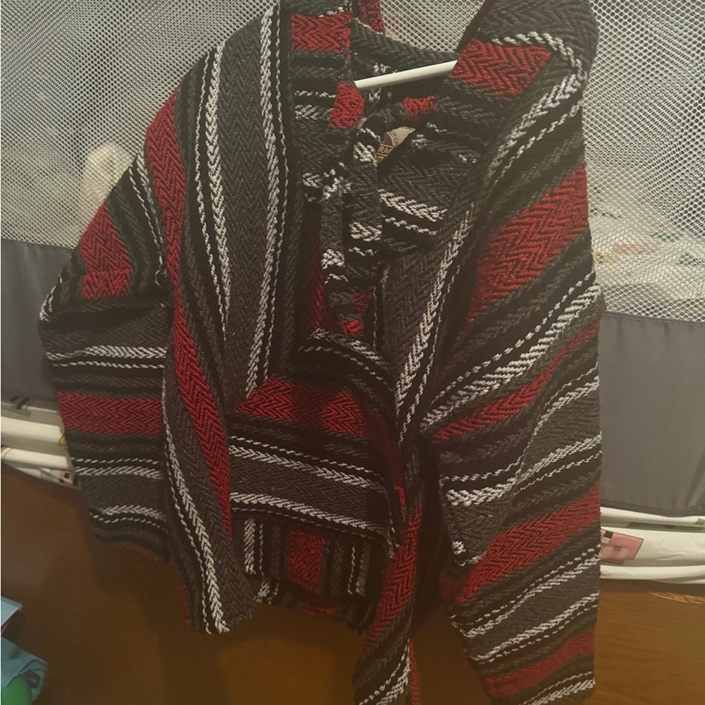 Kids boho Red and Black Striped Hoodie